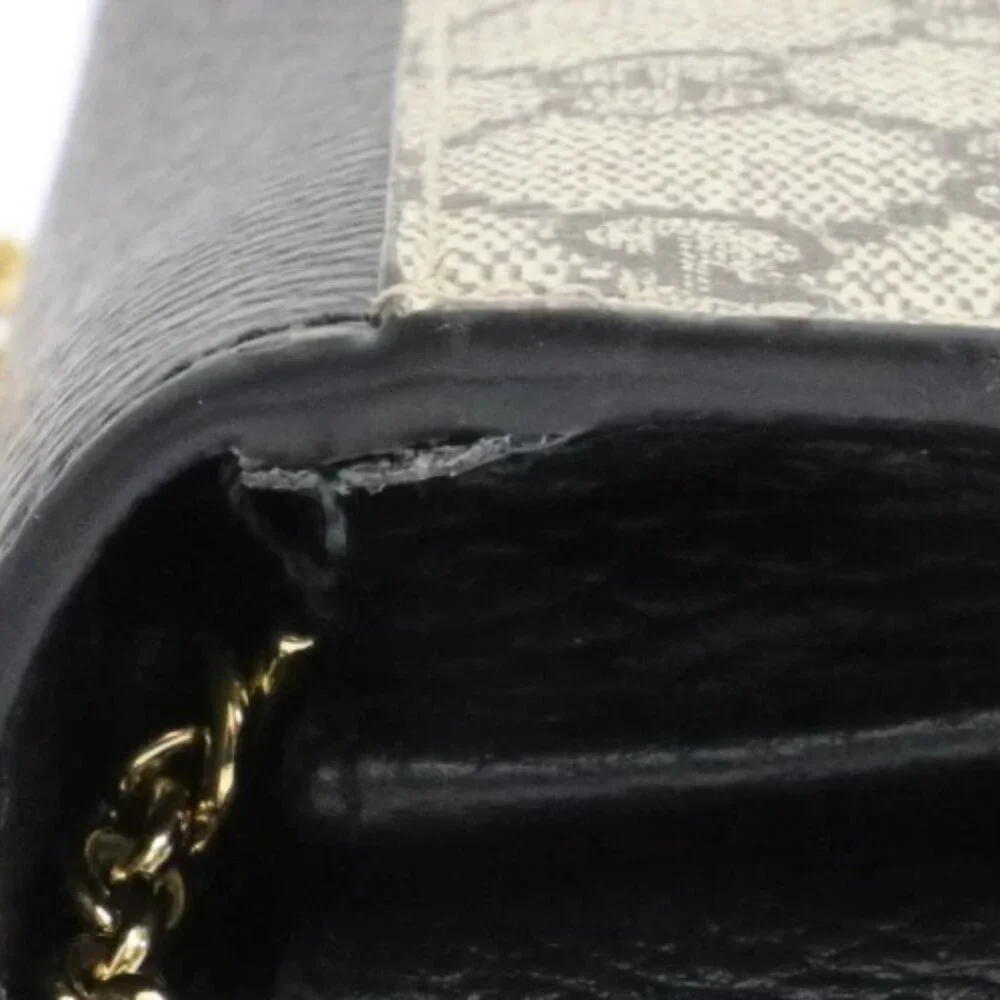 Gucci GG Marmont Bi Color Wallet on Chain Ebony Black Beige - Picture 2 of 15